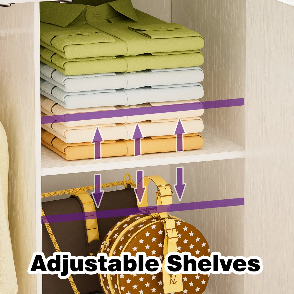 Functional 71'' Farmhouse Armoire Wardrobe Closet with Shelf and Hanging Rod