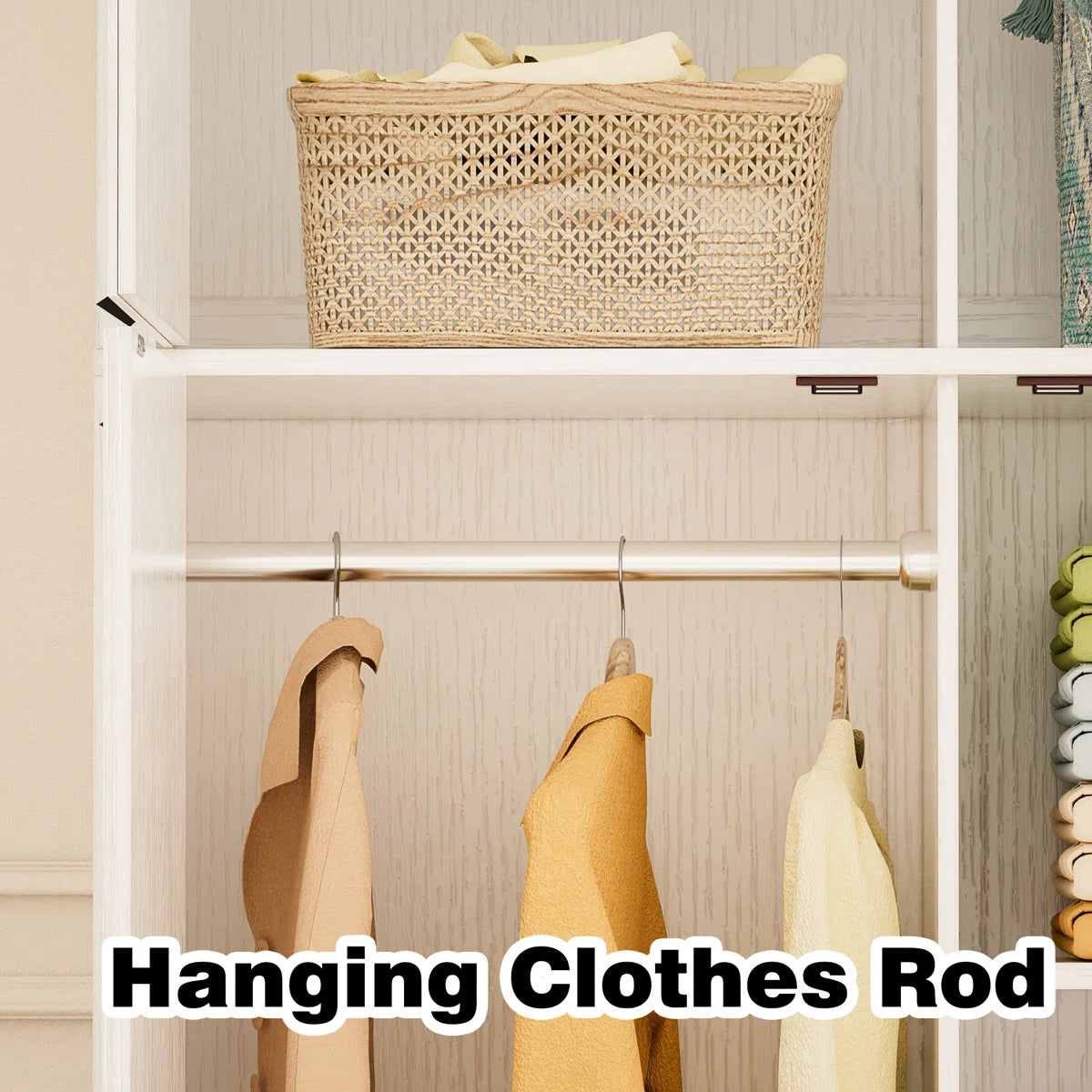 Functional 71'' Farmhouse Armoire Wardrobe Closet with Shelf and Hanging Rod