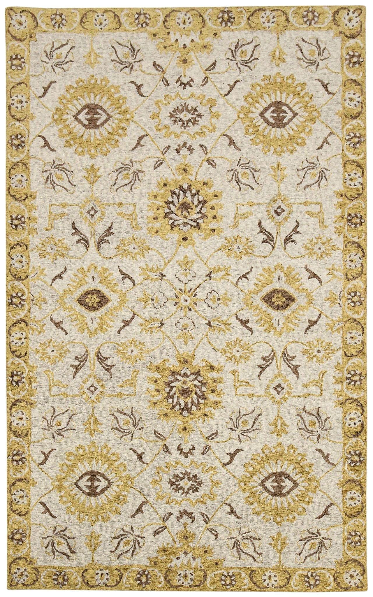 Gold Wool Romania 8X10 Feet Hand-Tufted Carpet - Rug - Ouch Cart