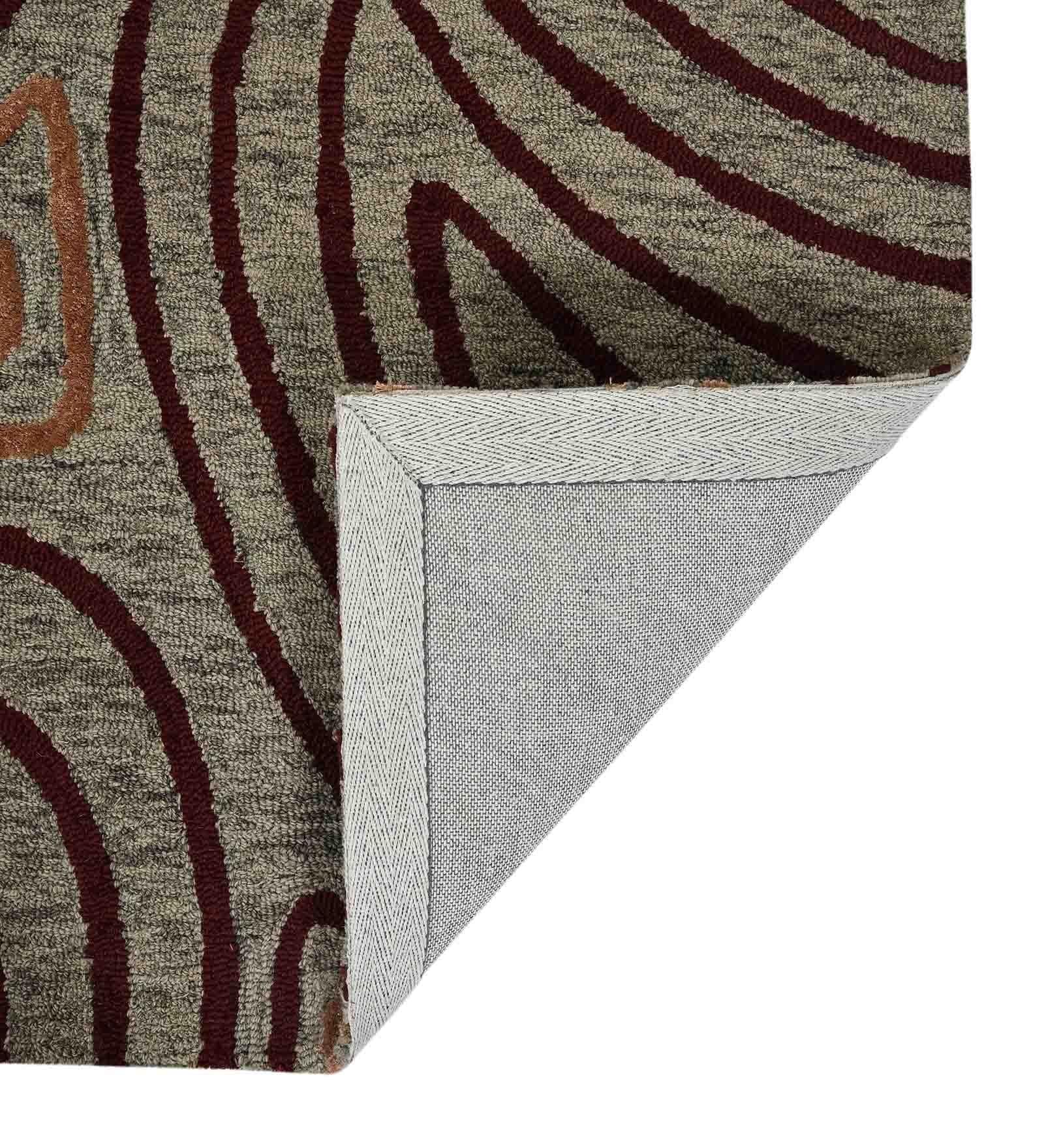 KHAKI Wool & Viscose Canyan 5x8 Feet Hand-Tufted Carpet - Rug - Ouch Cart