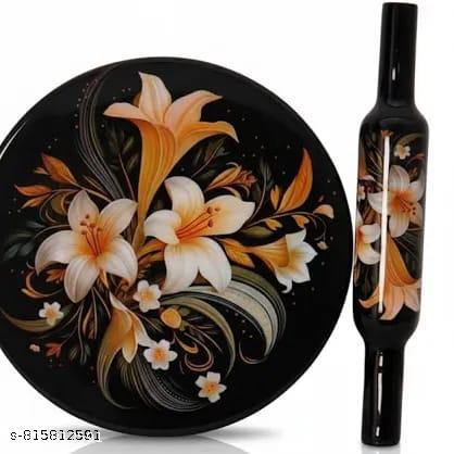 indian Marble Printed Chakla/Rolling Pin Board/Roti Maker/Chakla/Chapati Maker for Home & Kitchen | Finished Marble Roti Maker (10 Inch) ( Multi chakla belan)