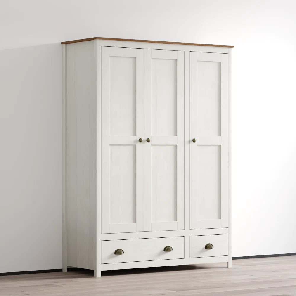 Topazio 3D2S Wooden Wardrobe – Contemporary Closet with Drawers and Shelves
