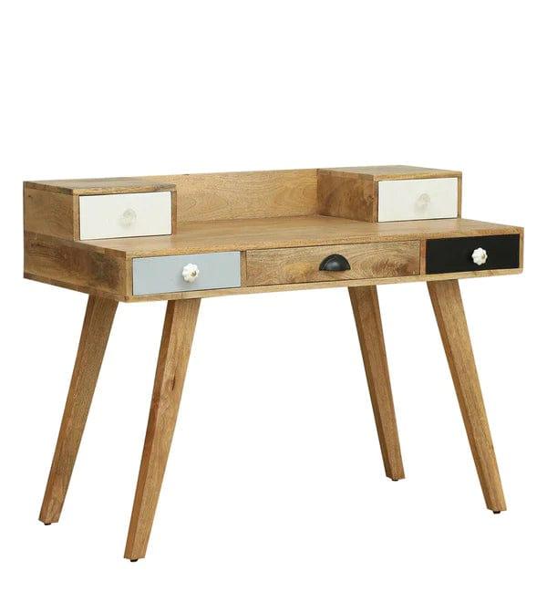 Vanessa Solid Wood Study Table In Natural Finish - Ouch Cart