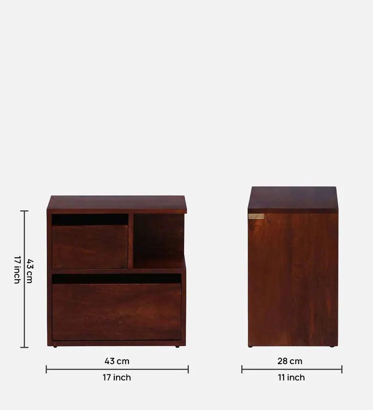 Z Solid Wood Rhs Bedside Table In Honey Oak Finish With Drawers - Ouch Cart