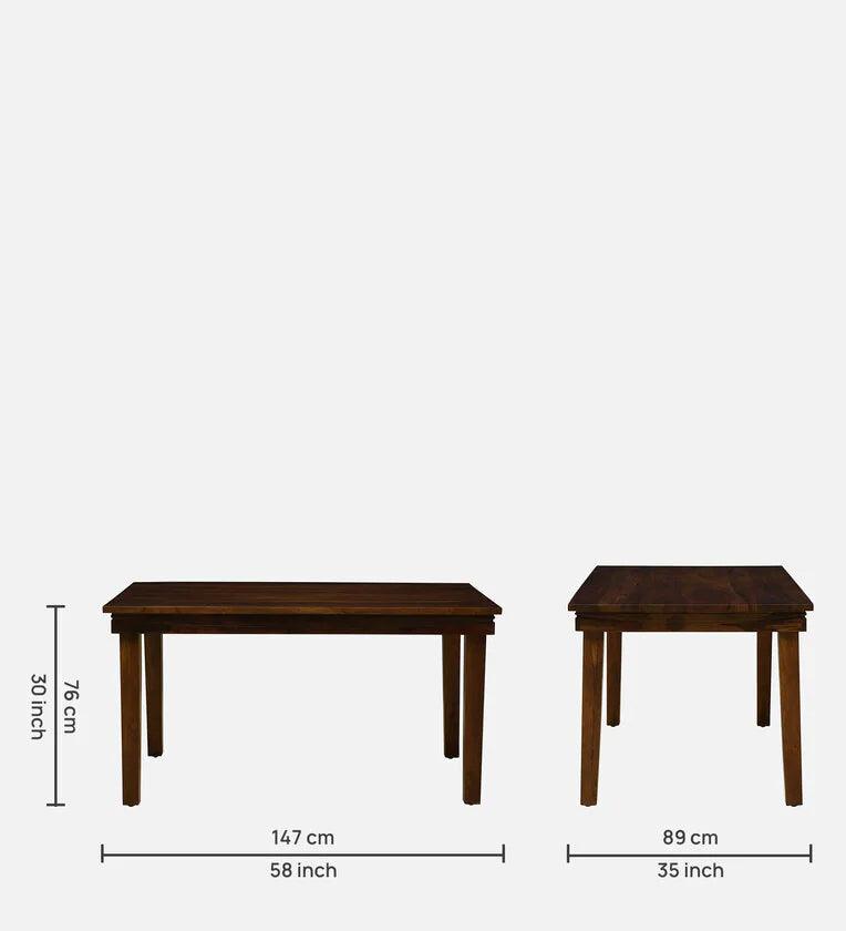 Sheesham Wood 6 Seater Dining Set in Scratch Resistant Provincial Teak Finish - Ouch Cart