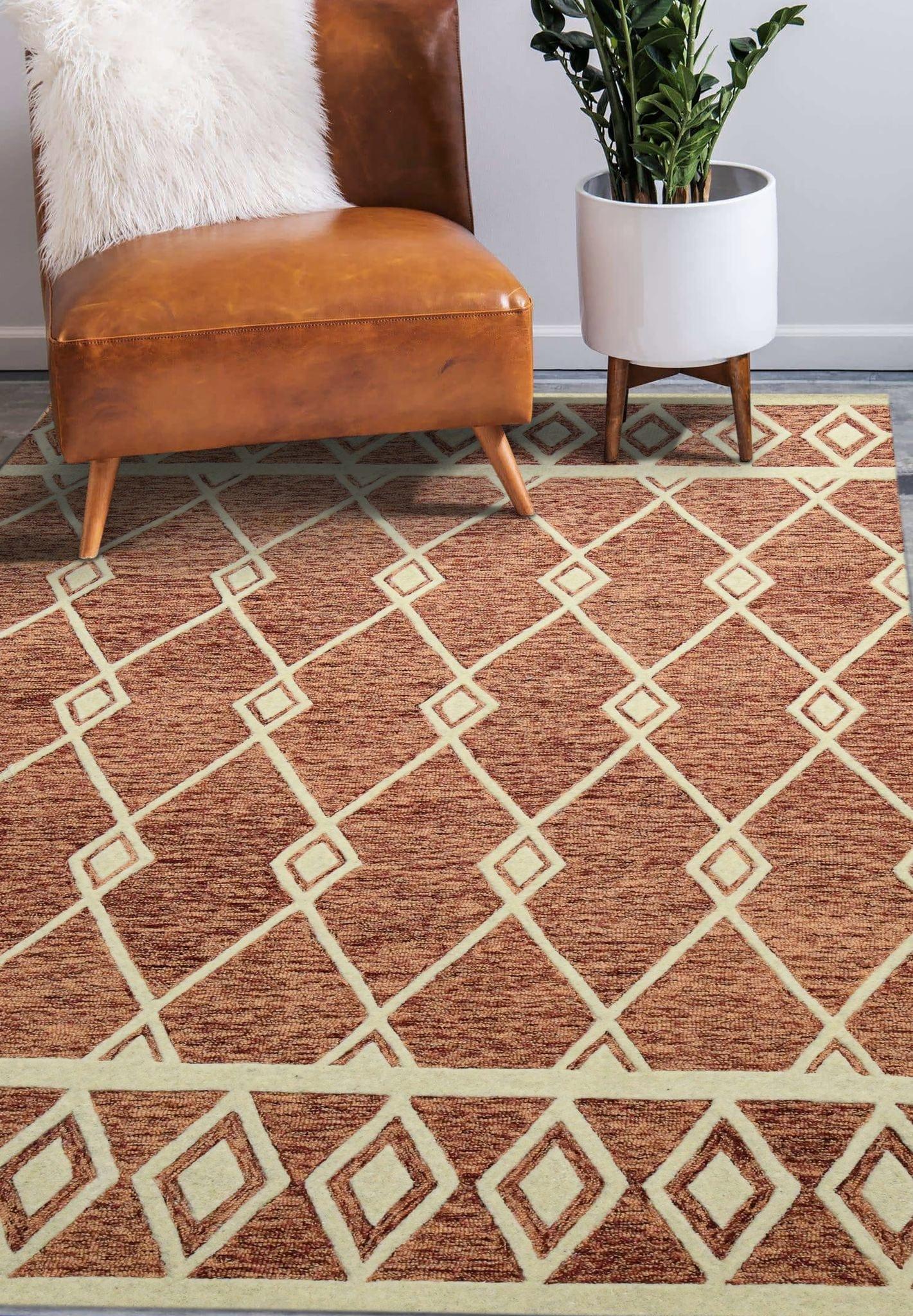 Rust Wool Vista 5x8 Feet Hand-Tufted Carpet - Rug - Ouch Cart