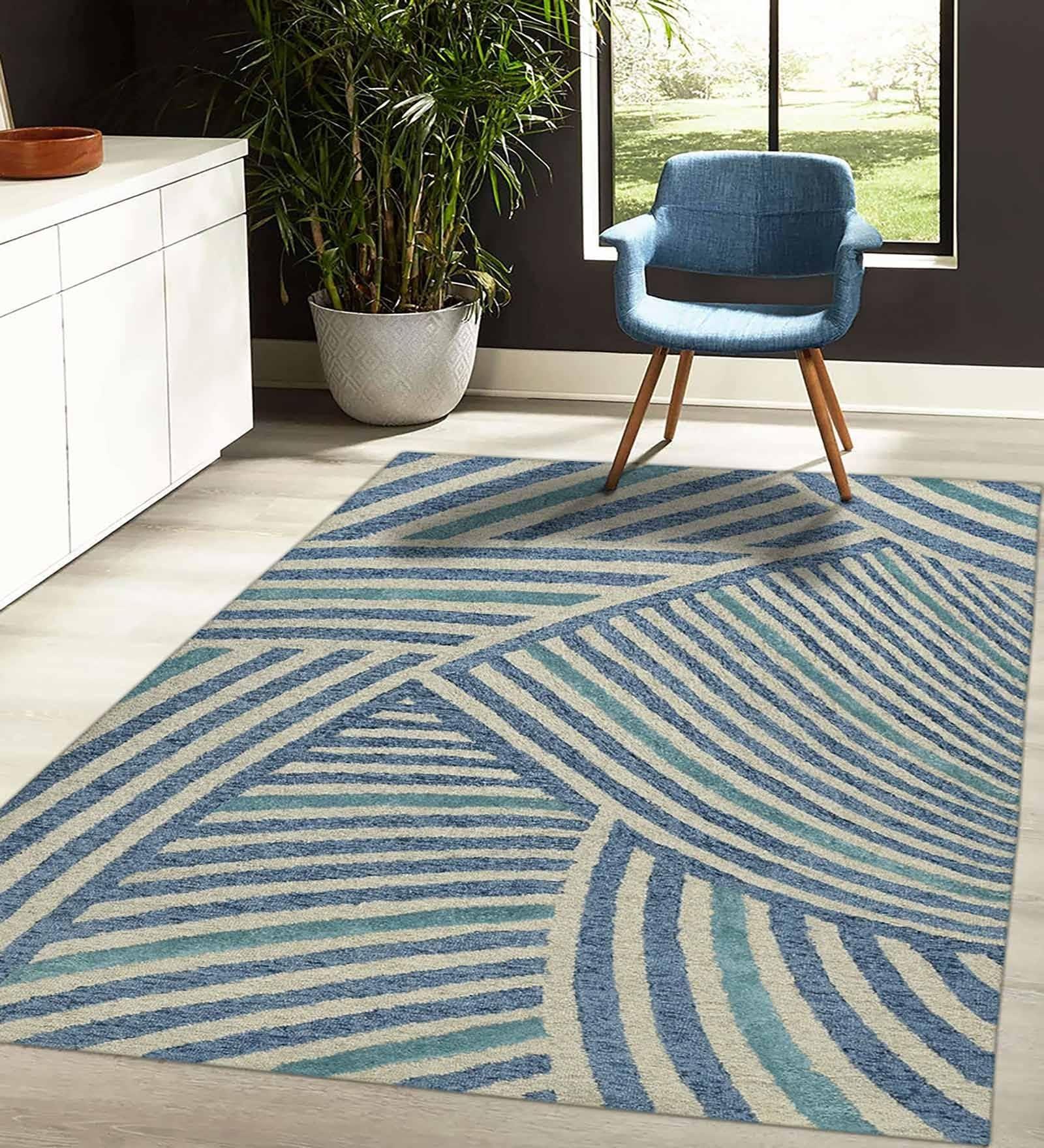IVORY Wool & Viscose Canyan 5x8 Feet Hand-Tufted Carpet - Rug - Ouch Cart