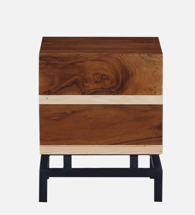 Solid Wood Bedside Table In Ginger Bronze Finish - Ouch Cart