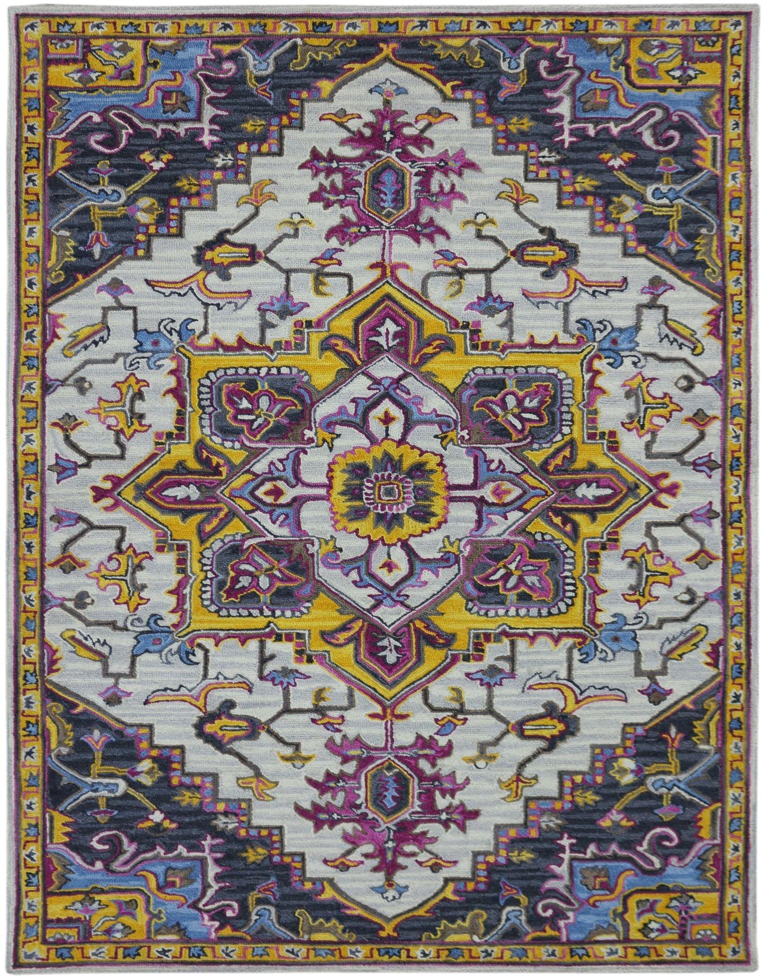 Ivory Wool Boho 5x8 Feet Hand-Tufted Carpet - Rug - Ouch Cart