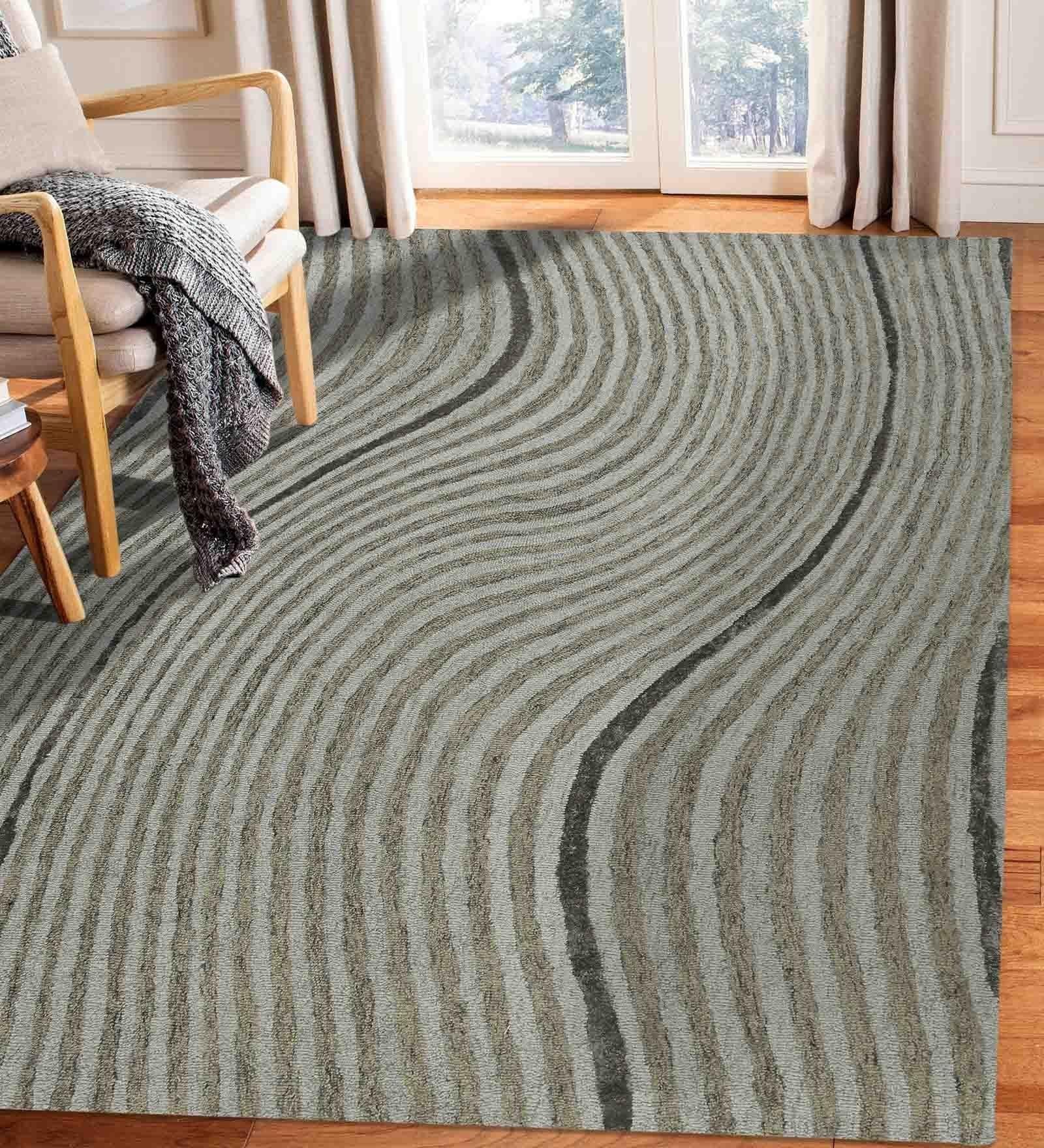 IRON Wool & Viscose Canyan 5x8 Feet Hand-Tufted Carpet - Rug - Ouch Cart