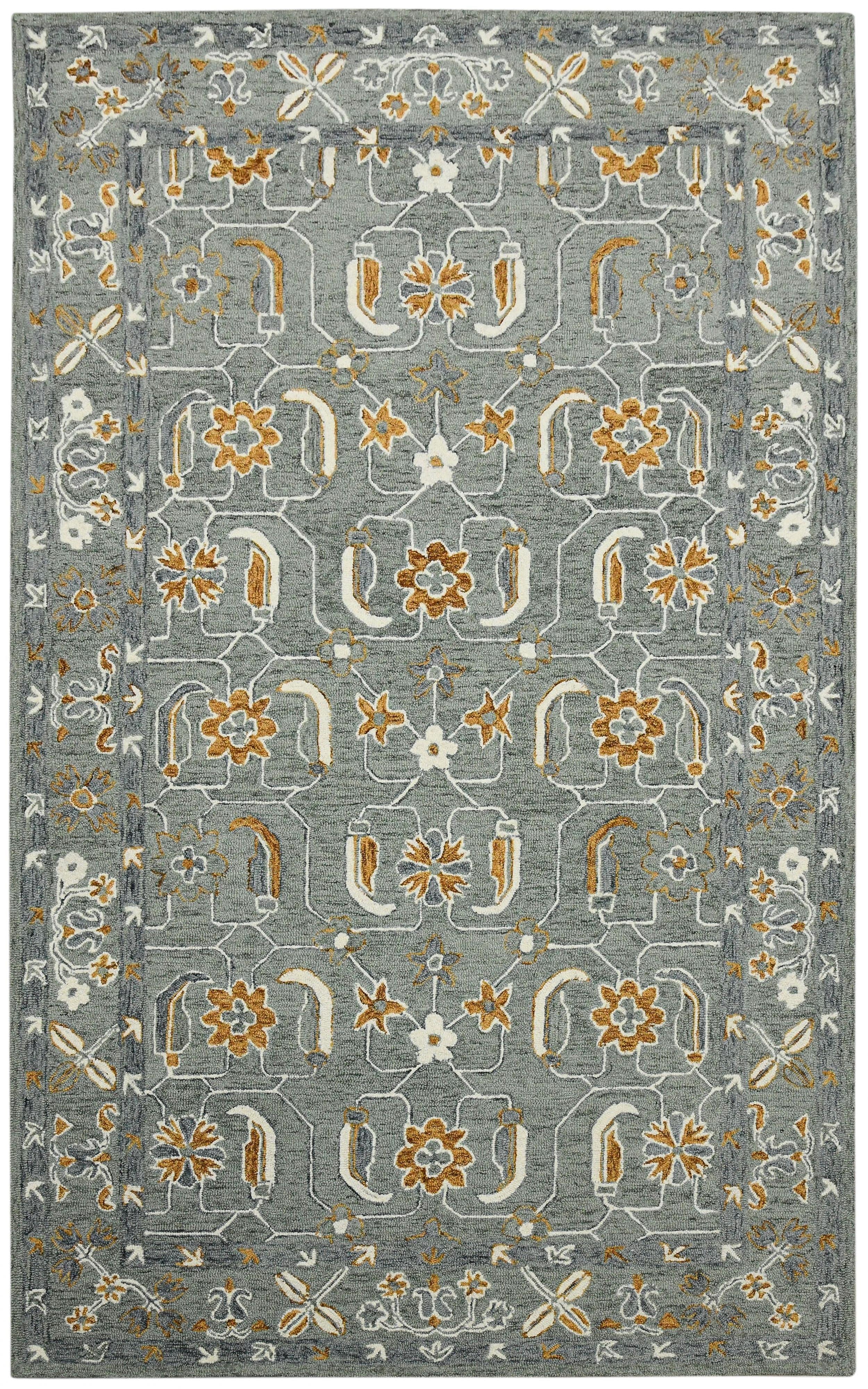 Orange Wool Romania 8X10 Feet Hand-Tufted Carpet - Rug - Ouch Cart