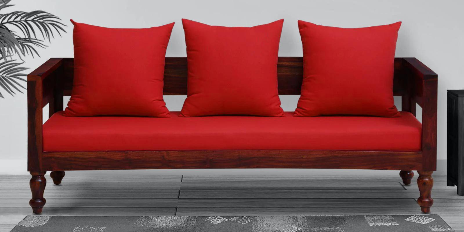 Sheesham Wood 3 Seater Sofa In Honey Oak Finish - Ouch Cart