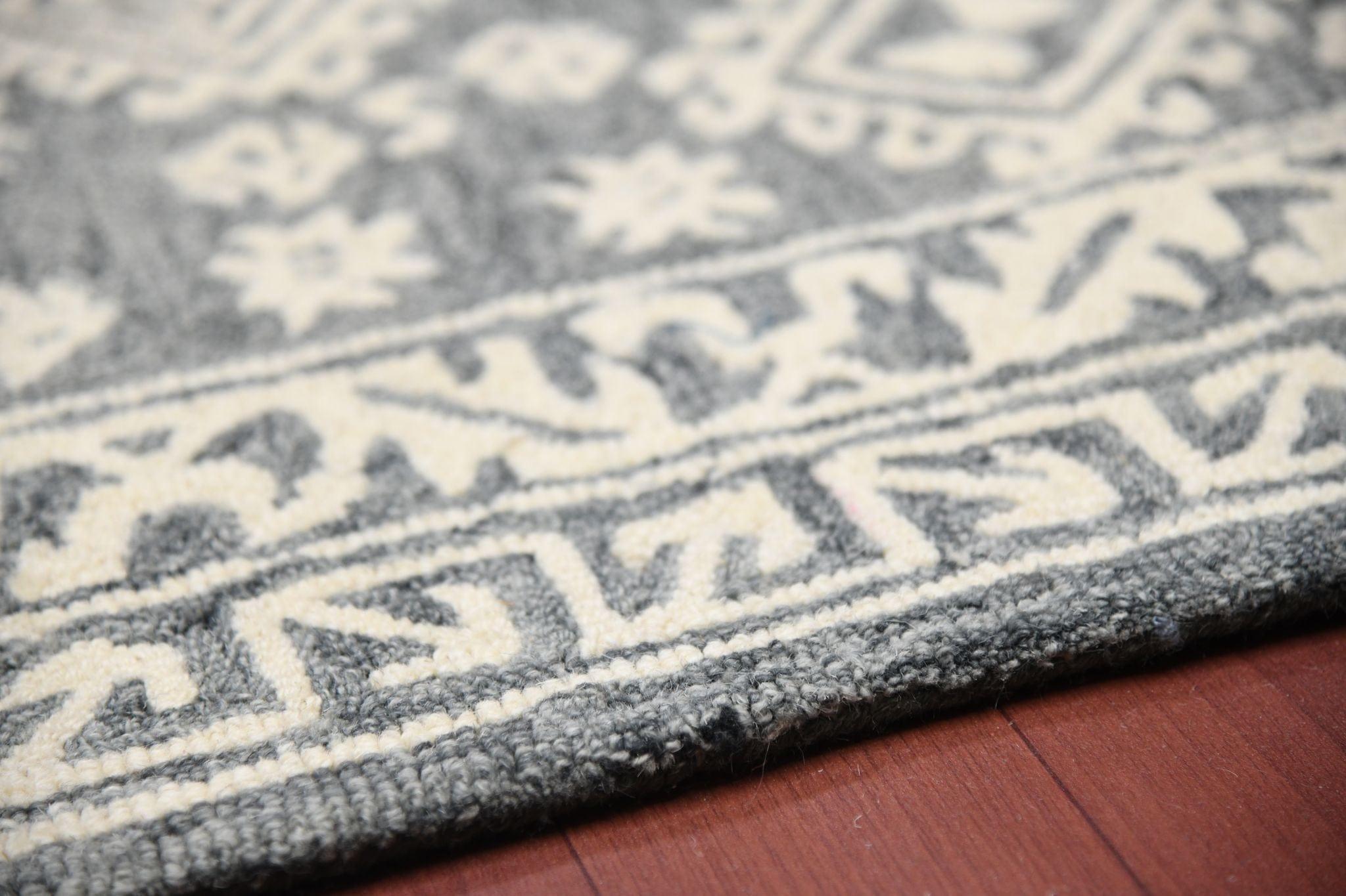 Slate Gray Wool Boston 4x6 Feet Hand-Tufted Carpet - Rug - Ouch Cart