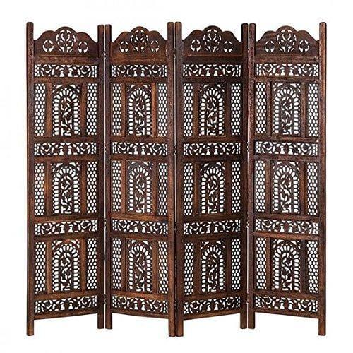 Wood Room Divider Partitions for Living Room 4 Panels - Style Room Separators Screen Panel for Kitchen Wooden Partition Room Divider - Ouch Cart