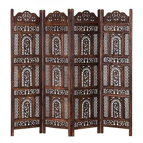Wood Room Divider Partitions for Living Room 4 Panels - Style Room Separators Screen Panel for Kitchen Wooden Partition Room Divider - Ouch Cart