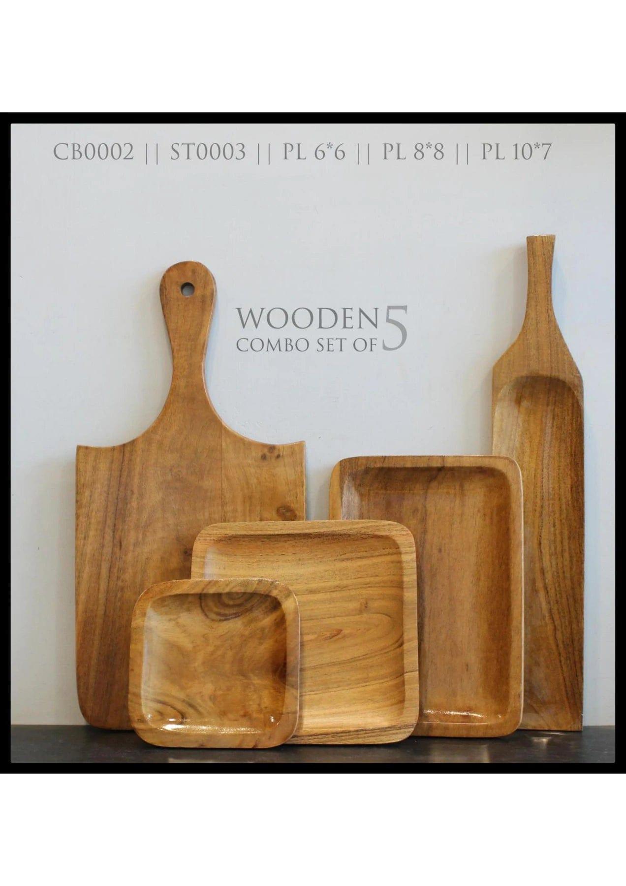 WOODEN PLATTERS COMBO SET WITH CHOPPING BOARDS II ACACIA WOOD - Ouch Cart