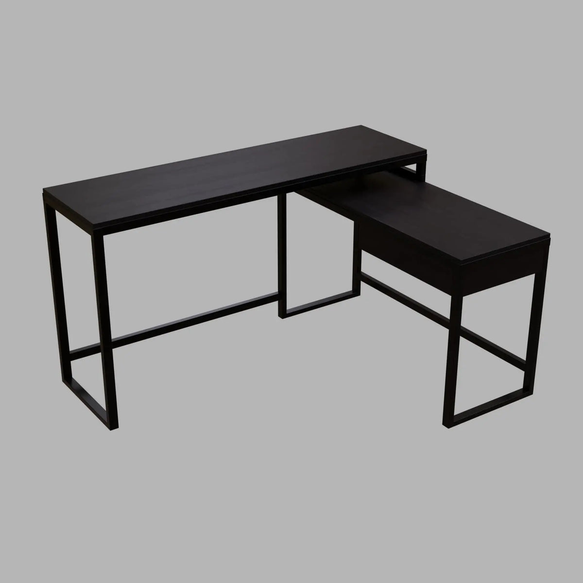 Enkele L Shaped Study Table with Storage Design in Brown Color - Ouch Cart