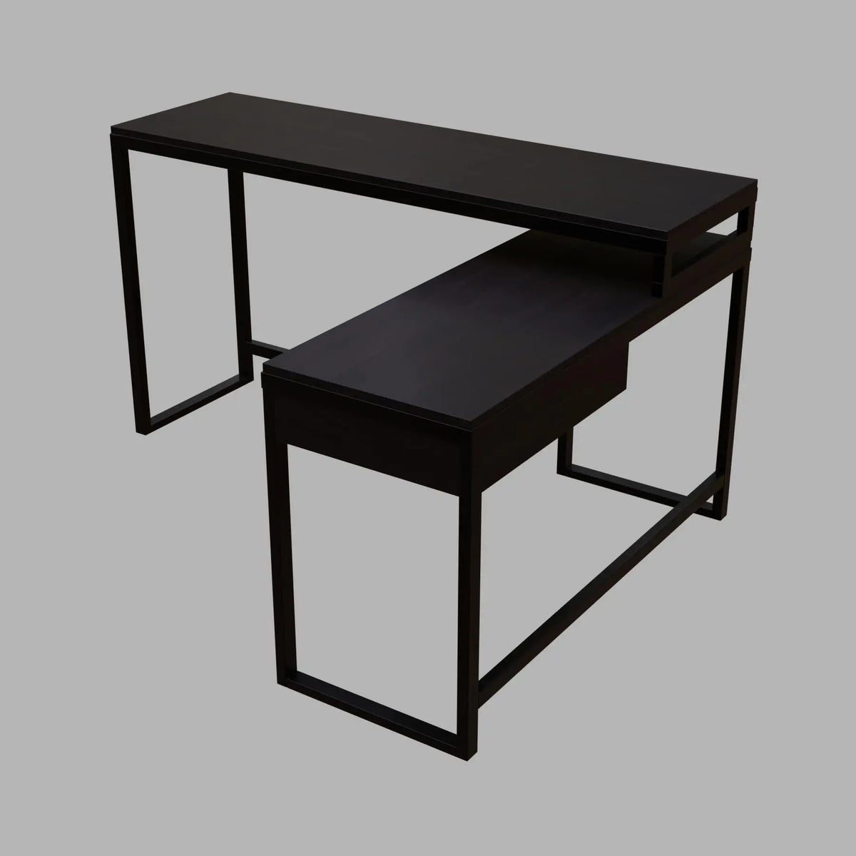 Enkele L Shaped Study Table with Storage Design in Brown Color - Ouch Cart