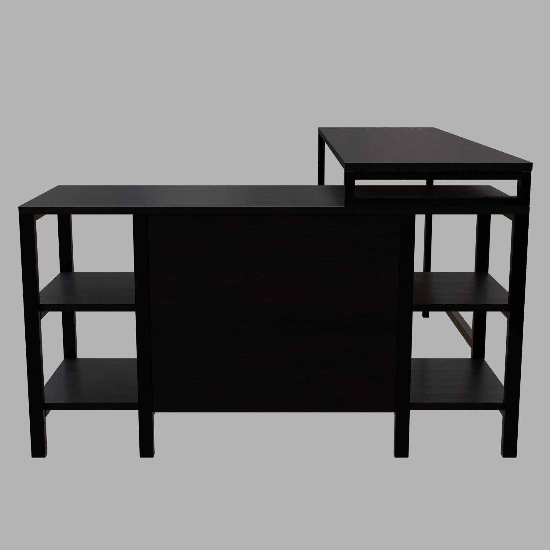 Kerry Executive Desk with Drawers & Open Storage shelves in brown finish - Ouch Cart