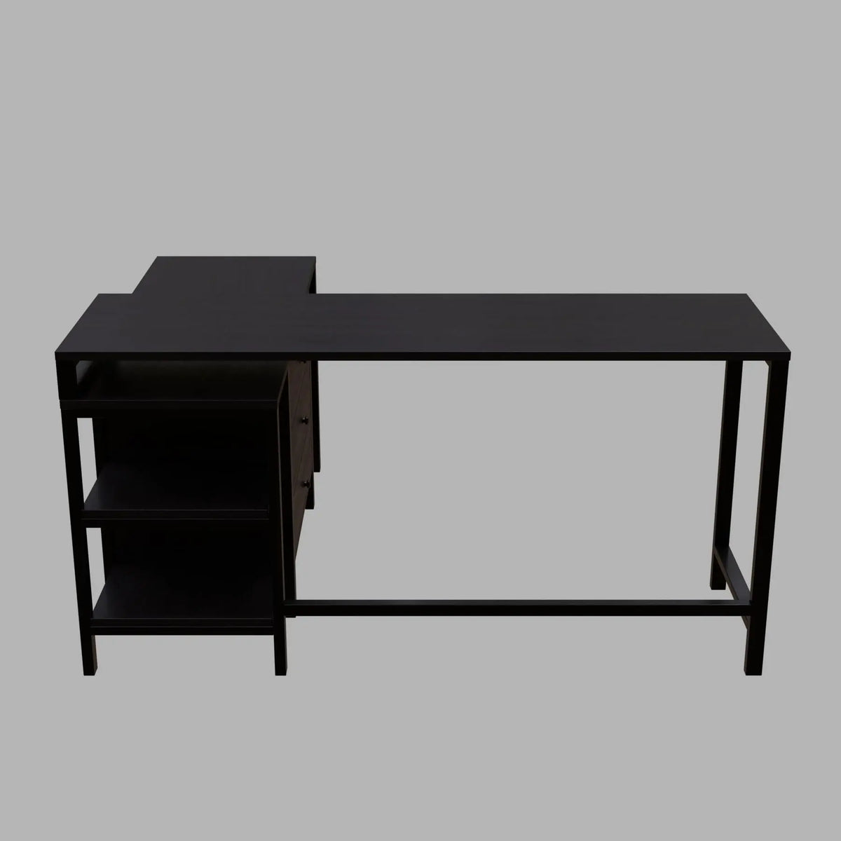 Kerry Executive Desk with Drawers & Open Storage shelves in brown finish - Ouch Cart
