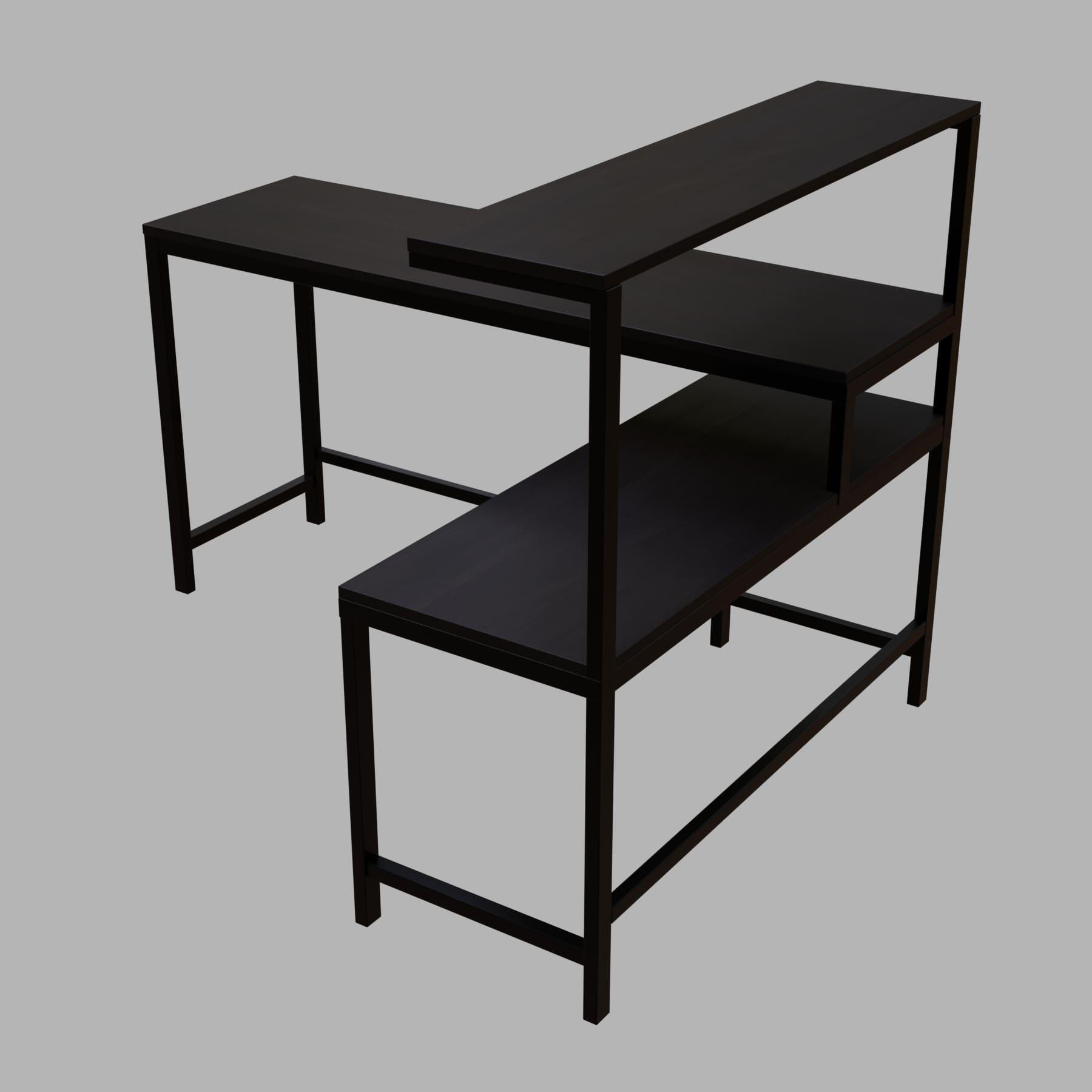 Mitsuko L Shaped Study Table with storage Design in Brown Color - Ouch Cart
