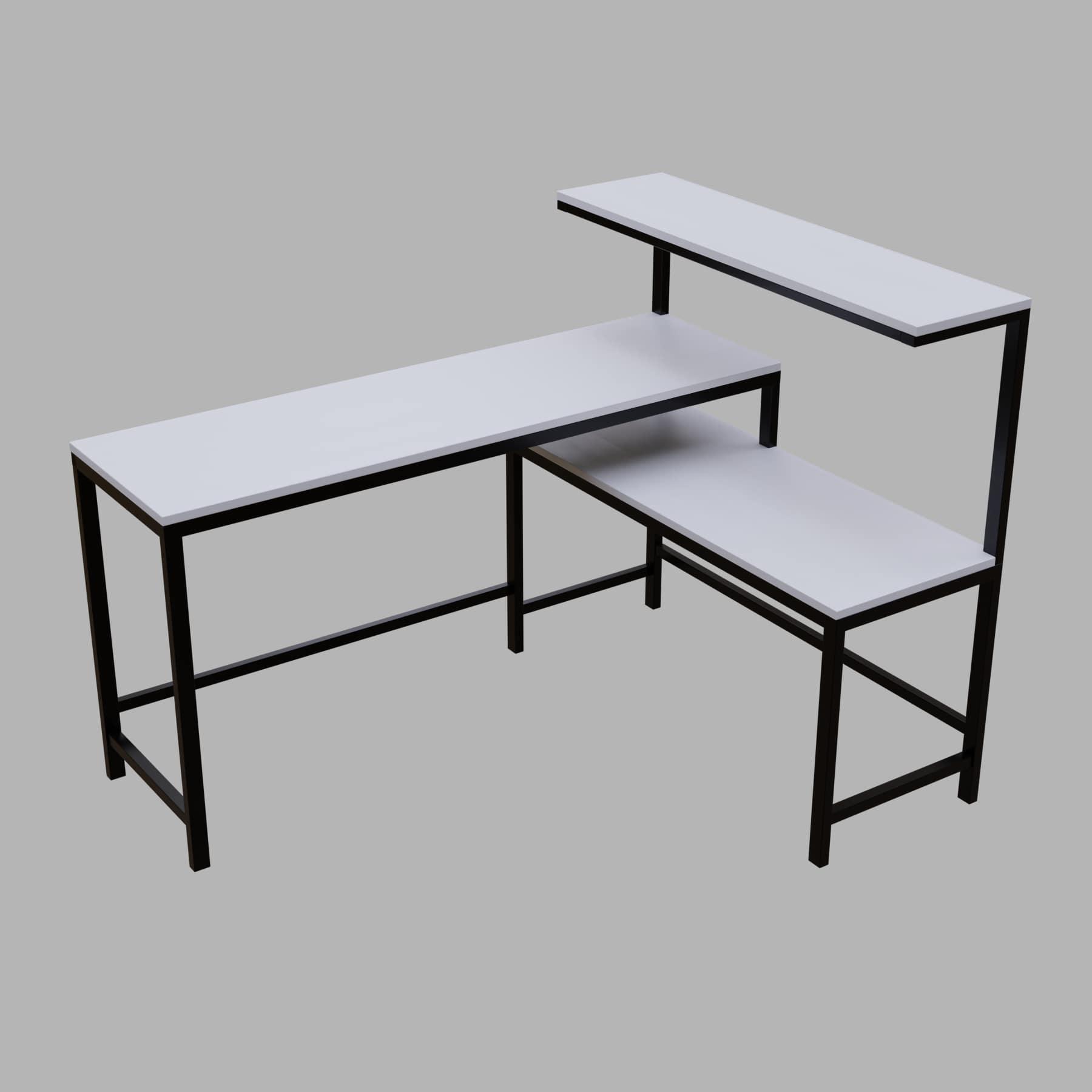 Mitsuko L Shaped Study Table with storage Design in White Color - Ouch Cart