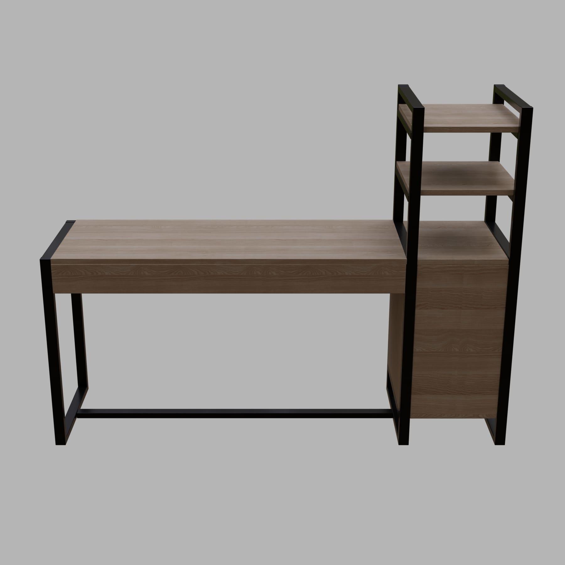 Rubi Study Table with drawers & storage shelves in wenge finish - Ouch Cart