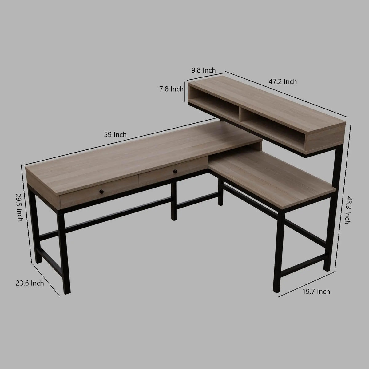 Wesley L Shaped Executive Desk with Storage Design in Wenge Color - Ouch Cart