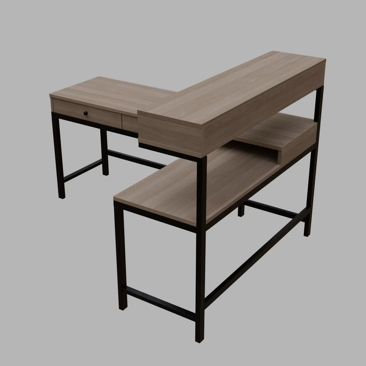 Wesley L Shaped Executive Desk with Storage Design in Wenge Color - Ouch Cart