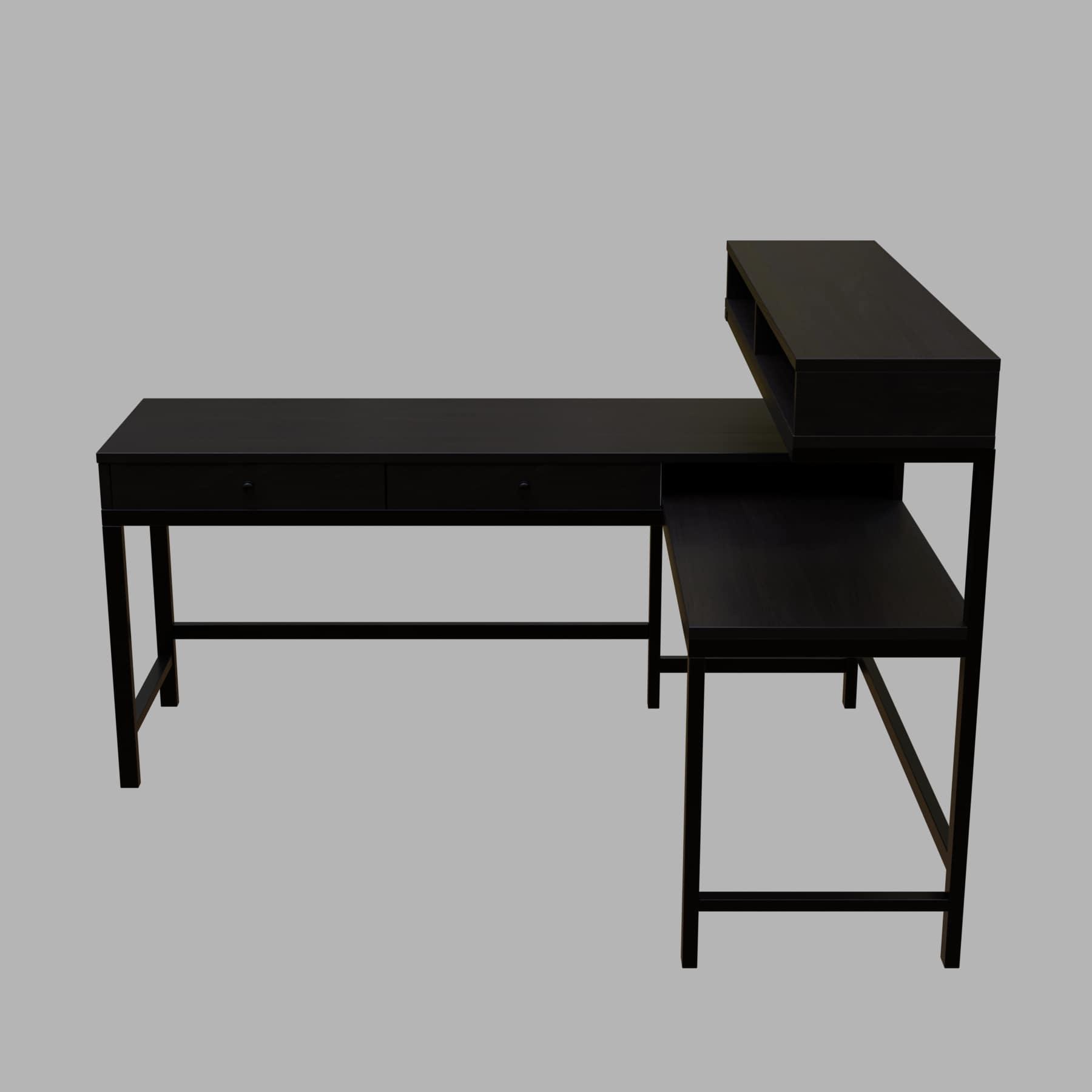 Wesley L Shaped Executive Desk with Storage Design in Brown Color - Ouch Cart