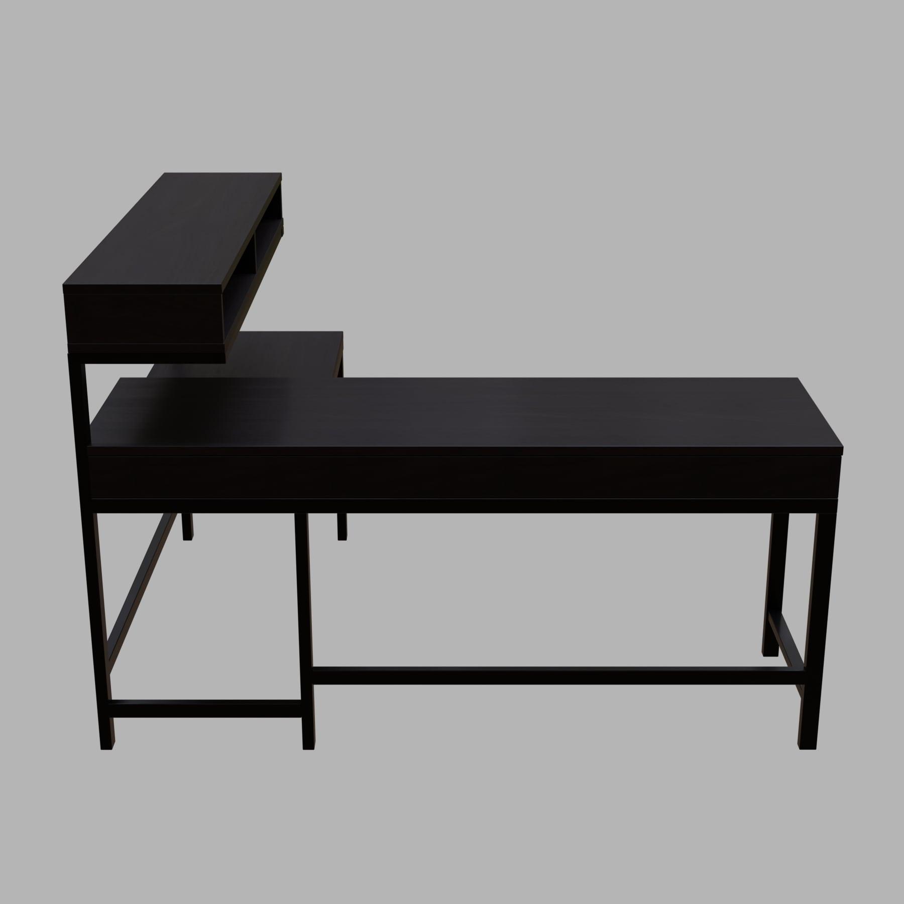 Wesley L Shaped Executive Desk with Storage Design in Brown Color - Ouch Cart