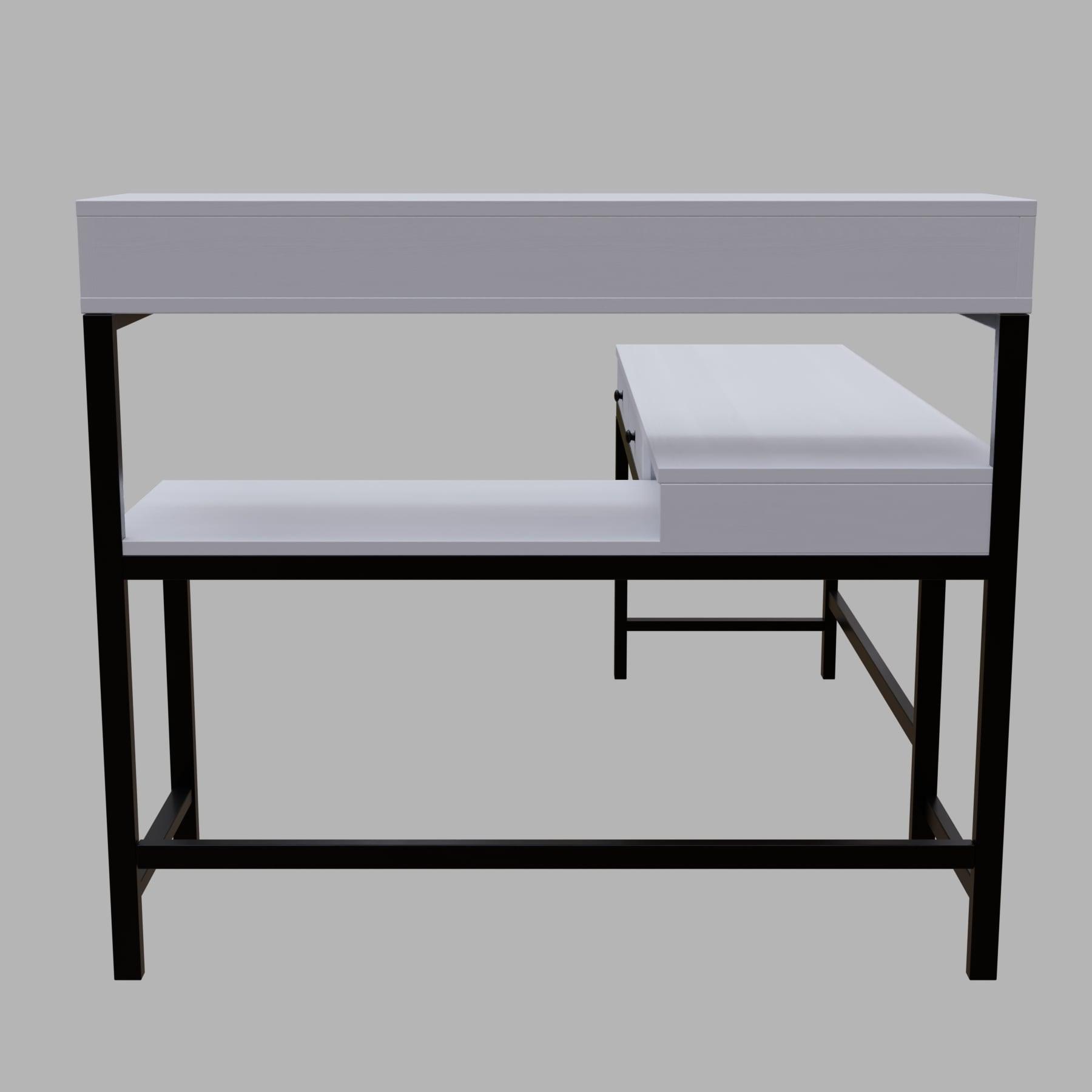 Wesley L Shaped Executive Desk with Storage Design in White Color - Ouch Cart