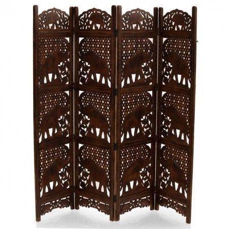 Wooden handicrafts partition for Living Room - Wooden handicrafts Screen Wooden Room Separator Consists of 4 Panels to be Placed in Zig-Zag Position - Ouch Cart