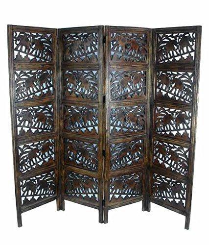 4 panel Wooden Partition | Room dividers | Wooden Room Separators for Living Area - Ouch Cart