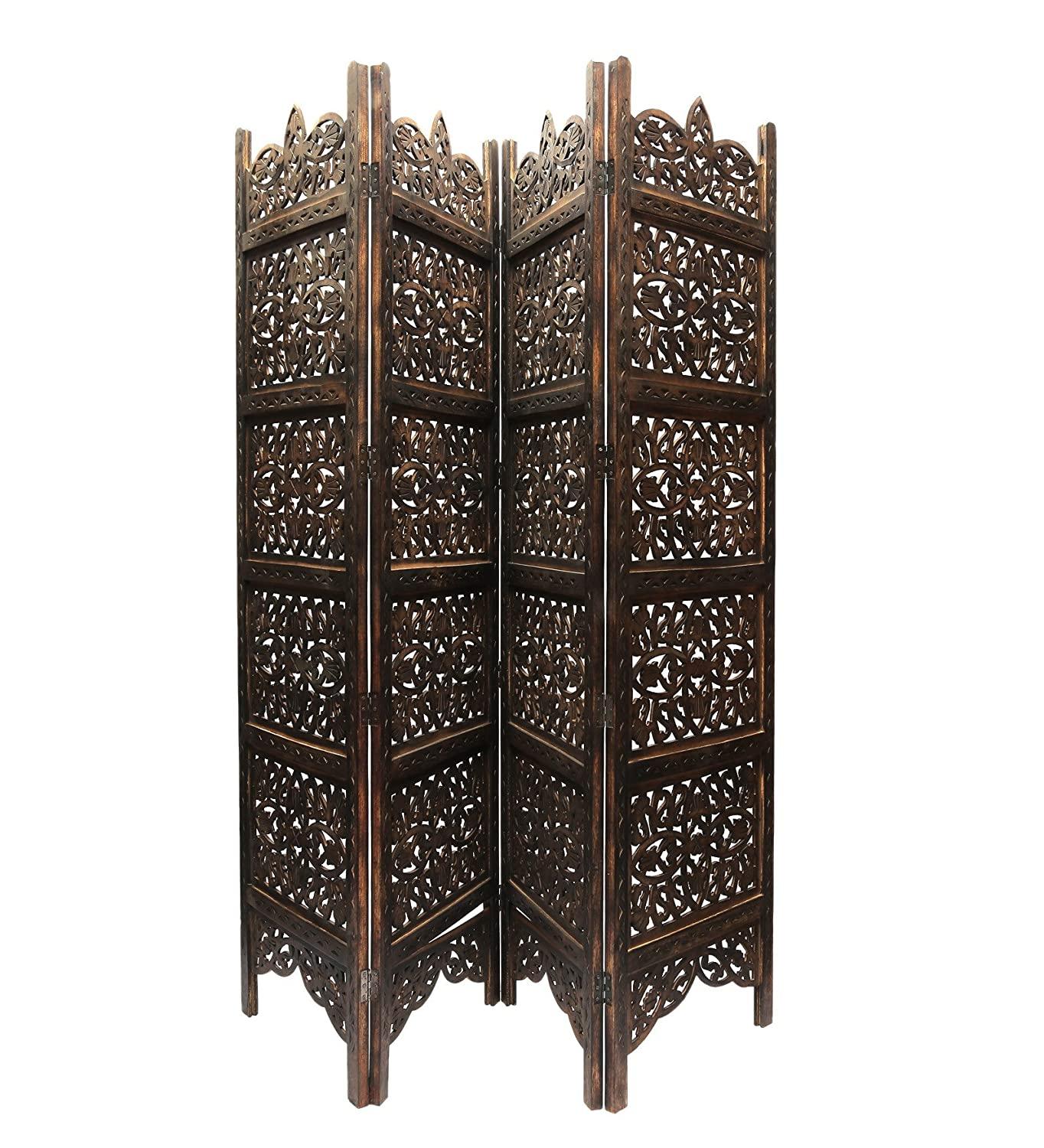 Wooden Partitions Wood Room Divider Partitions for Living Room 4 Panels Style Room Separators Screen Panel for Kitchen Wooden Partition Room Divider - Ouch Cart