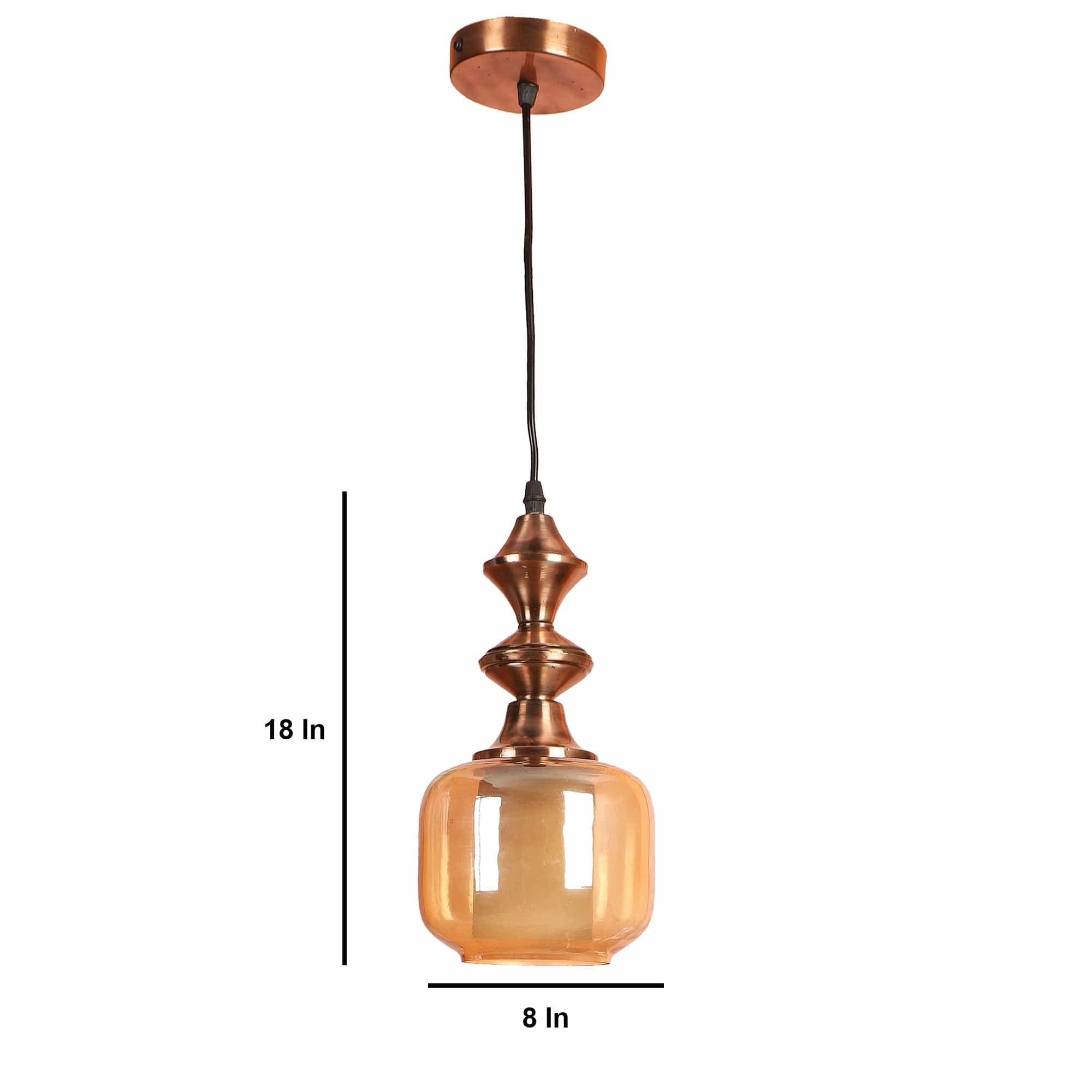 Iron Glass Hanging Lights Copper and Gold Finish - Ouch Cart