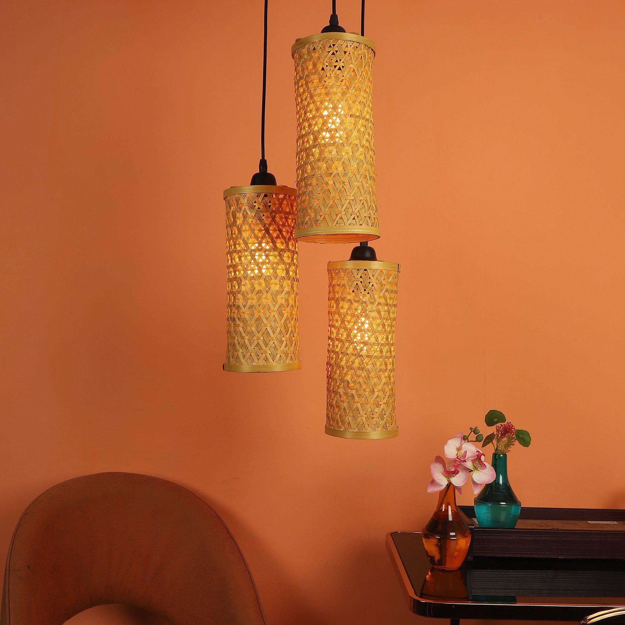 Three Iron Glass Cream Black Cluster Hanging Lights - Ouch Cart