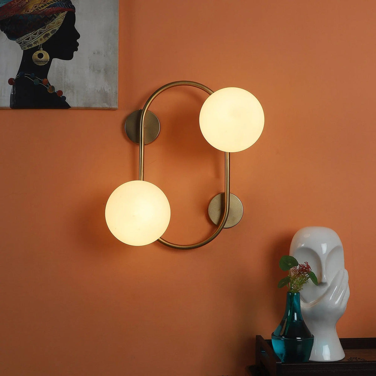 Fusty Gold And White Iron 2 Wall Lights - Ouch Cart