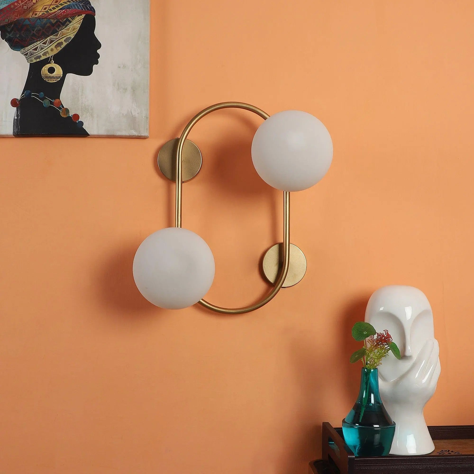 Fusty Gold And White Iron 2 Wall Lights - Ouch Cart