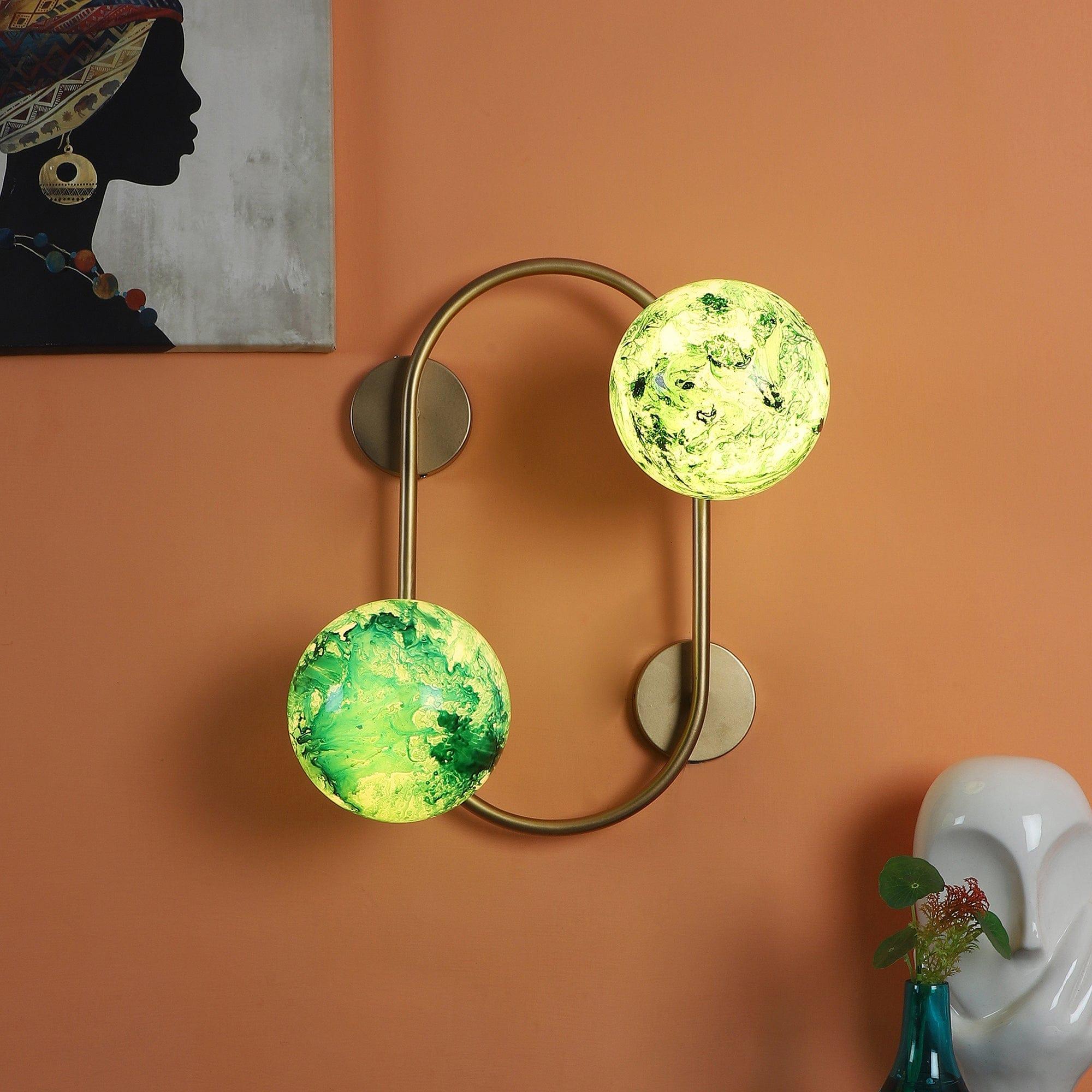 Gold And Green 2 Iron Wall Lights - Ouch Cart