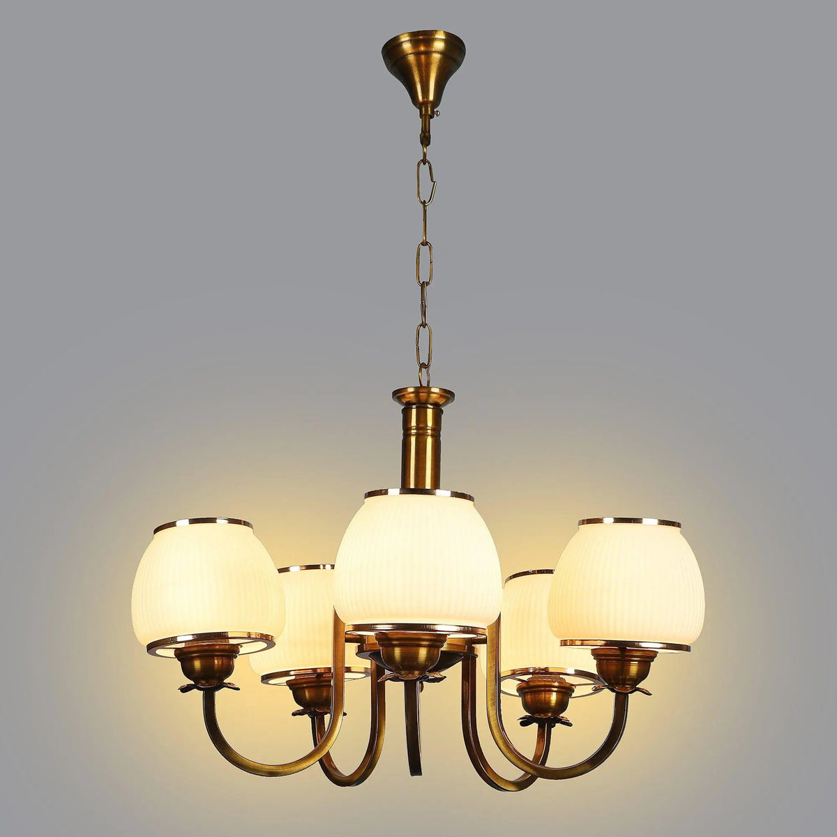 Iron Glass Chandeliers Antique Gold Finish - Ouch Cart