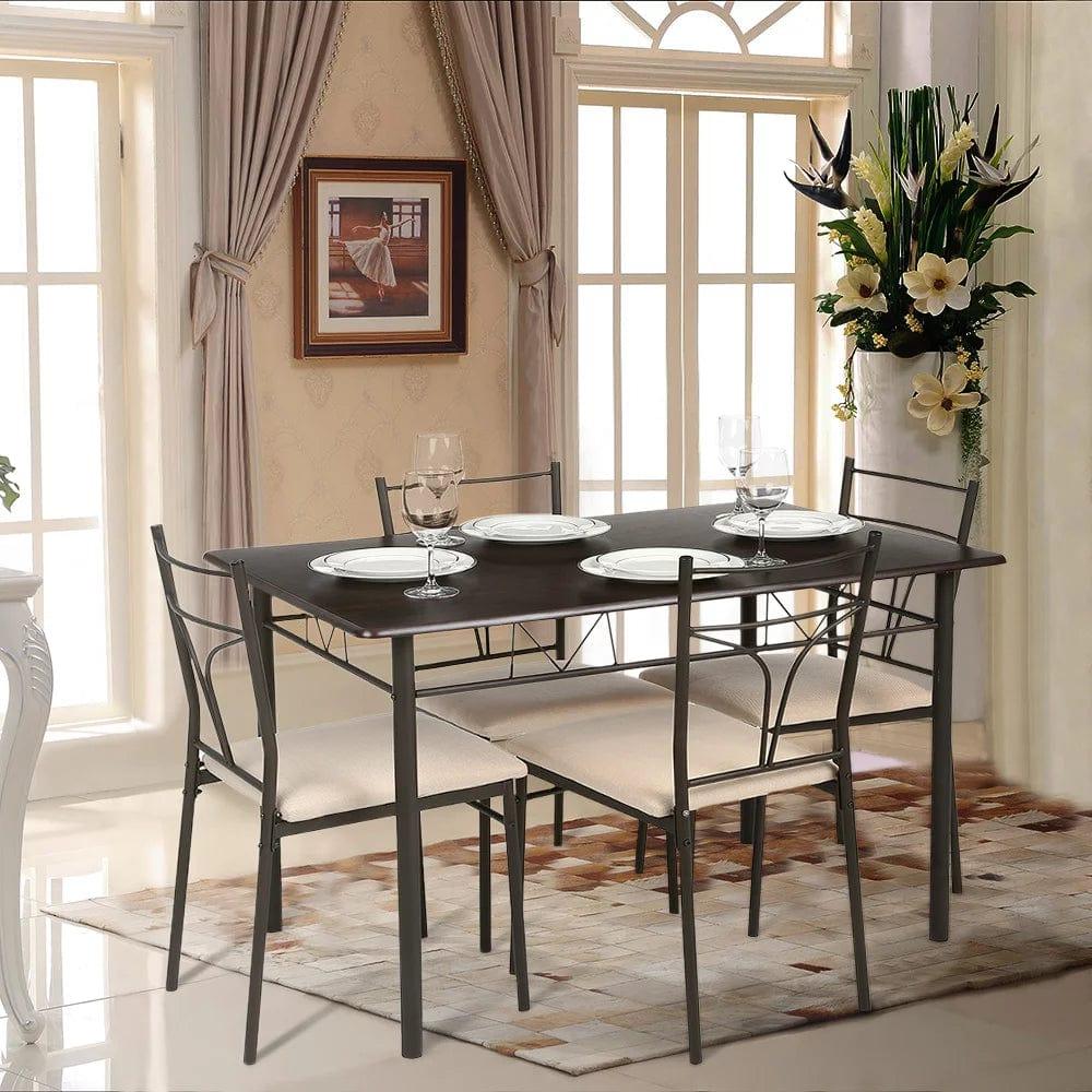 5-Pieces Modern Metal Frame Dining Kitchen Table Chairs Set for 4 Person Kitchen Furniture - Ouch Cart