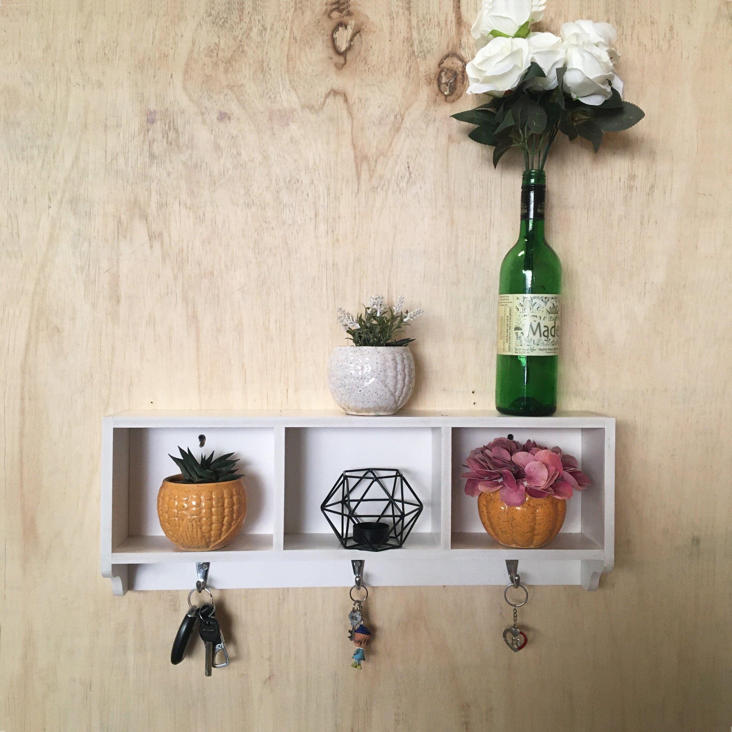 White Utility Three Compartment Shelf With Steel Hanging Hooks By Miza - Ouch Cart