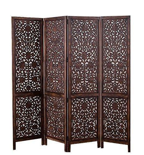 4 Panel Partitions Wood Room Divider Partitions for Living Room 4 Panels - Style Room Separators Screen Panel for Kitchen Wooden Partition Room Divider - Ouch Cart