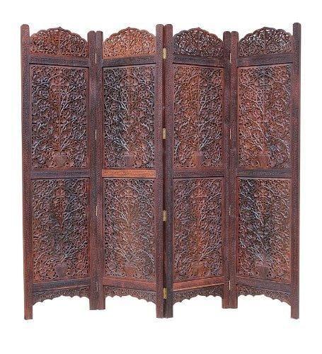 4 Panel Wooden Handcrafted Partition/Room Divider/Separator for Living Room/Office - Ouch Cart