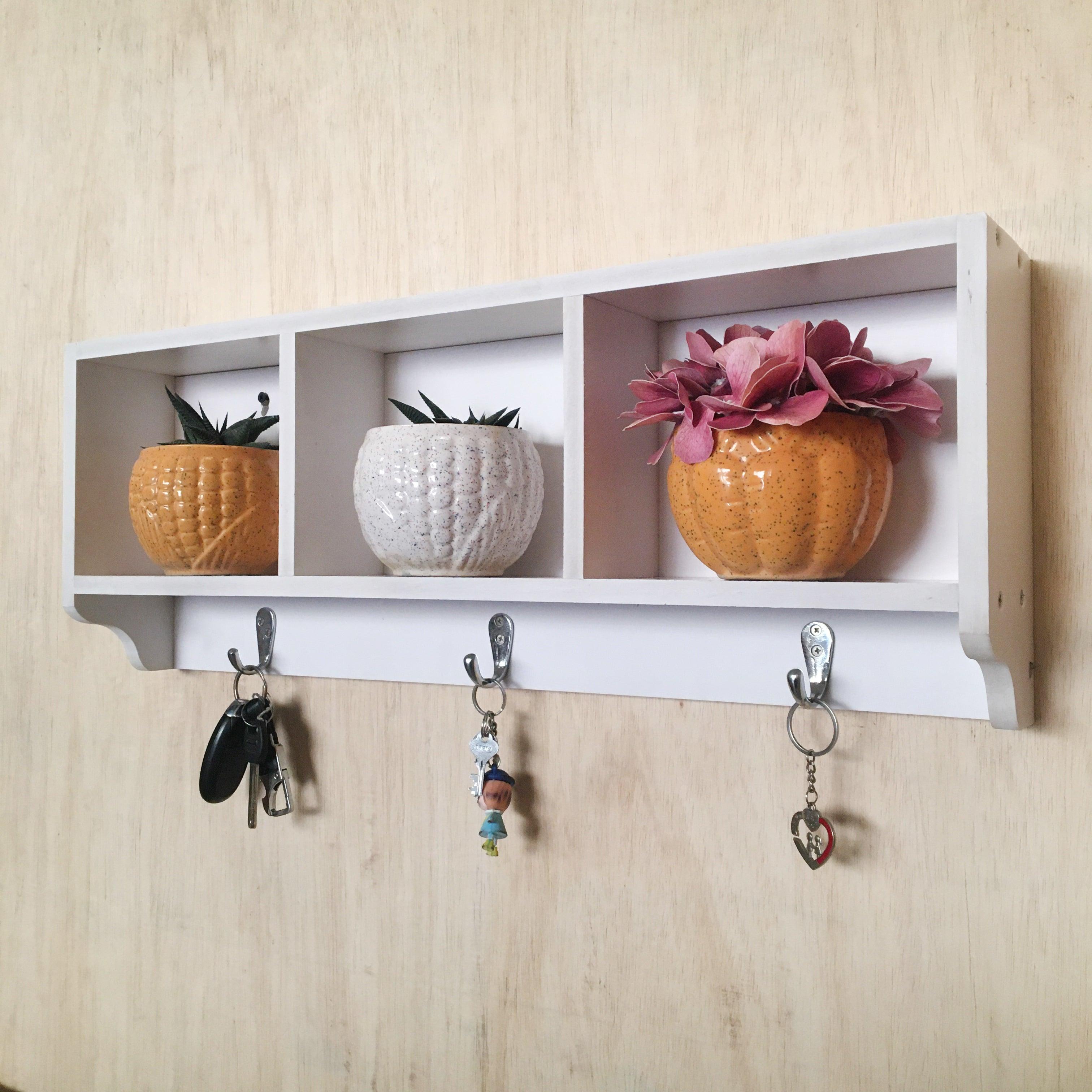 White Utility Three Compartment Shelf With Steel Hanging Hooks By Miza - Ouch Cart