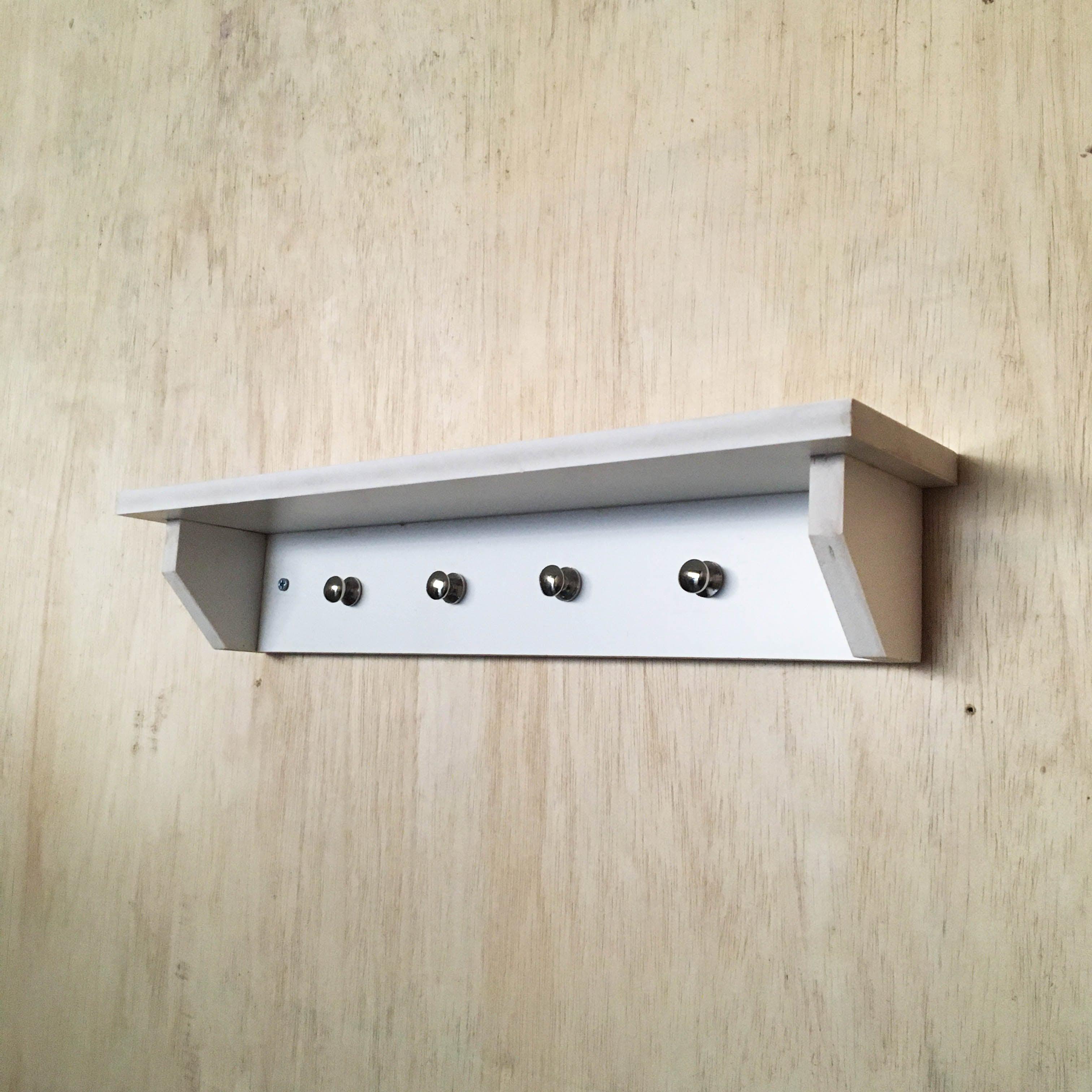 White PVC Steel knobs Utility Shelf For Hallway / Entryway By Miza - Ouch Cart