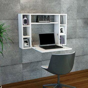 Wall-Mounted Floating Table Laptop Home Office Desk With Drawer By Miza - Ouch Cart