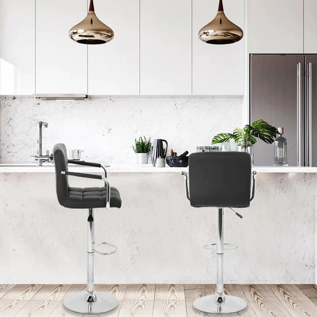 Tufted Black Velvet Adjustable Bar Stool - Ouch Cart