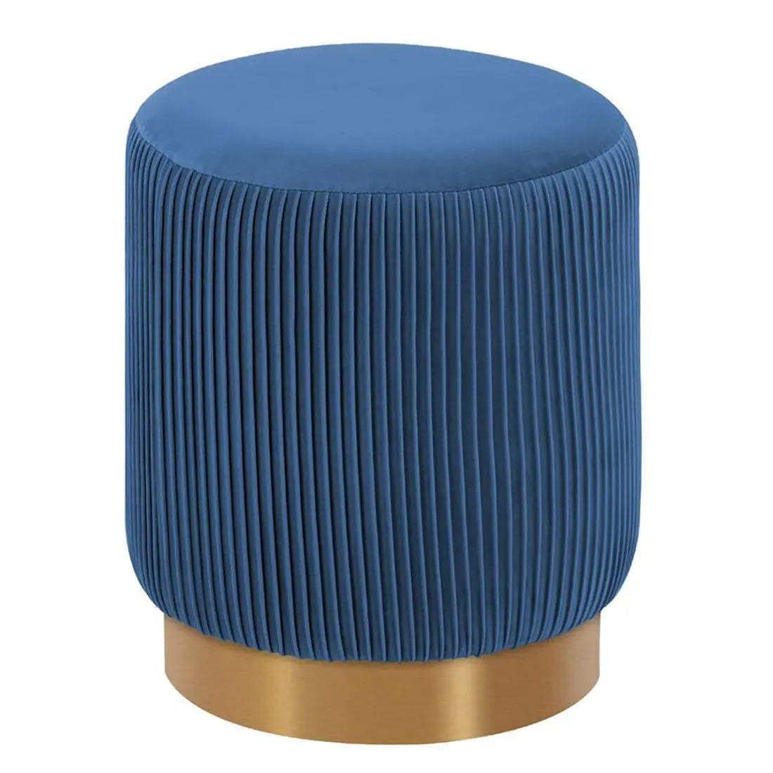 DOE BUCK ROUND VELVET GOLD OTTAMAN/POUFEE IN BLUE - Ouch Cart